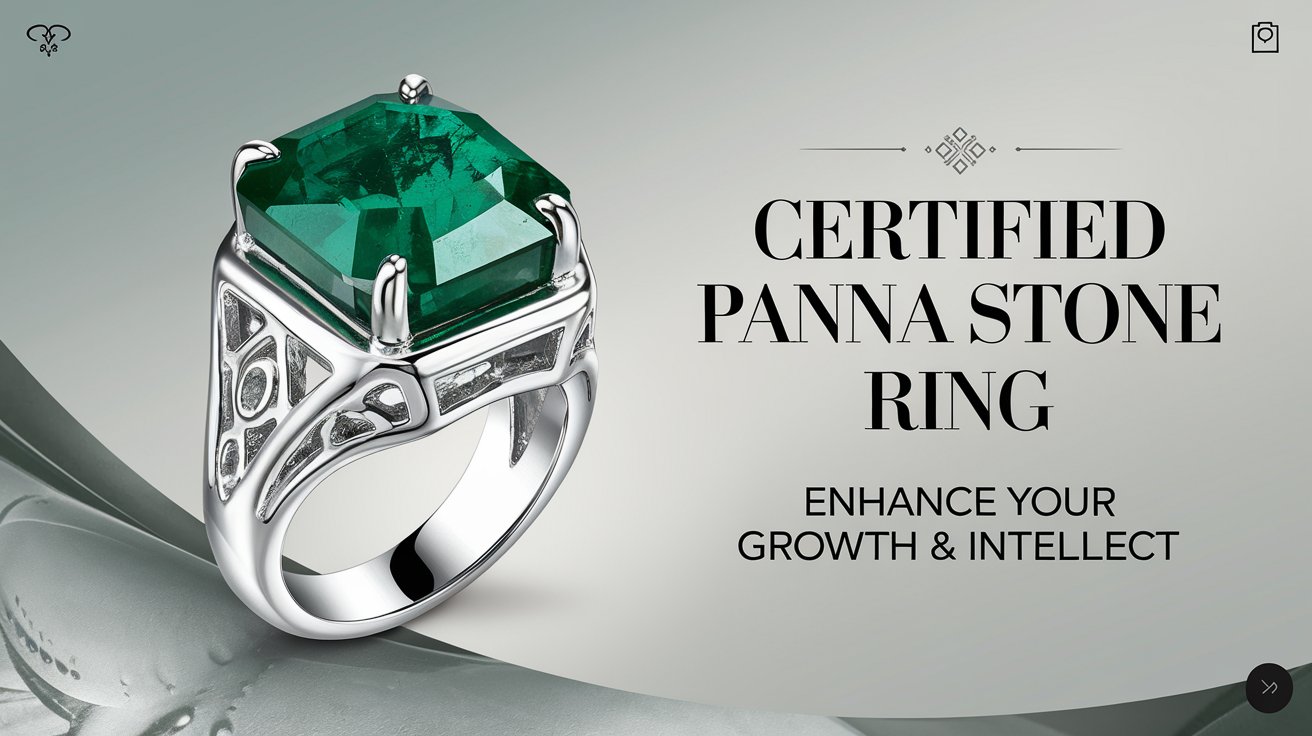 Panna Stone Original Certified Adjustable Ring Anguthi with Lab Certificate for Men and Women