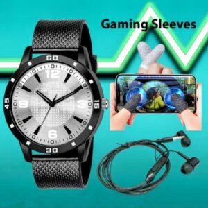 Elevate Your Game with the CAVIOR Gaming Combo – Wrist Watch, Earphones & Gaming Sleeve