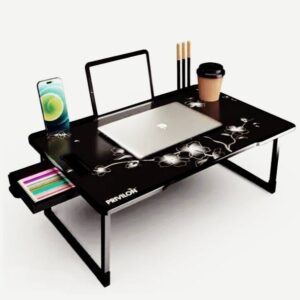 Study Table / Bed Table / Foldable & Portable Wooden Writing Desk – Black